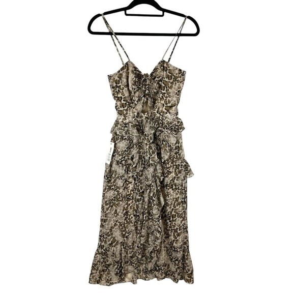 Bardot NWT Animal Print Strappy Layered Dress Tiered Ruffle Women’s Size 4/XS - Picture 1 of 12